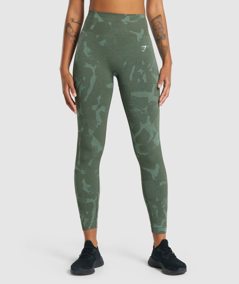 Legginsy Gymshark Adapt Camo Seamless Damskie Zielone | PL 024LKI